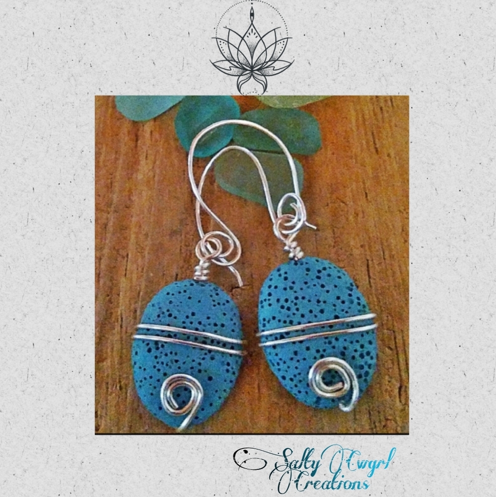 Lava Stone Wire Wrapped Diffuser Earrings